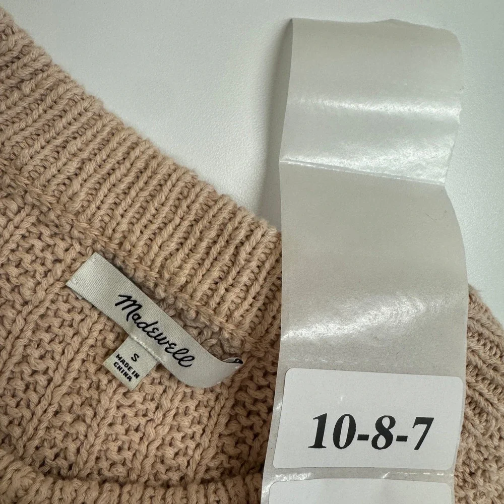 Madewell Sweater Womens Small Tan Avalon Bobble Sleeve Chunky‎ Knit Boho Cozy